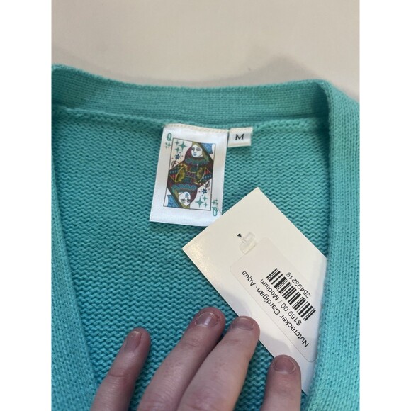 Queen of Sparkles Nutcracker Sequin Cardigan Sweater Teal Button Front – Medium - Picture 4 of 13